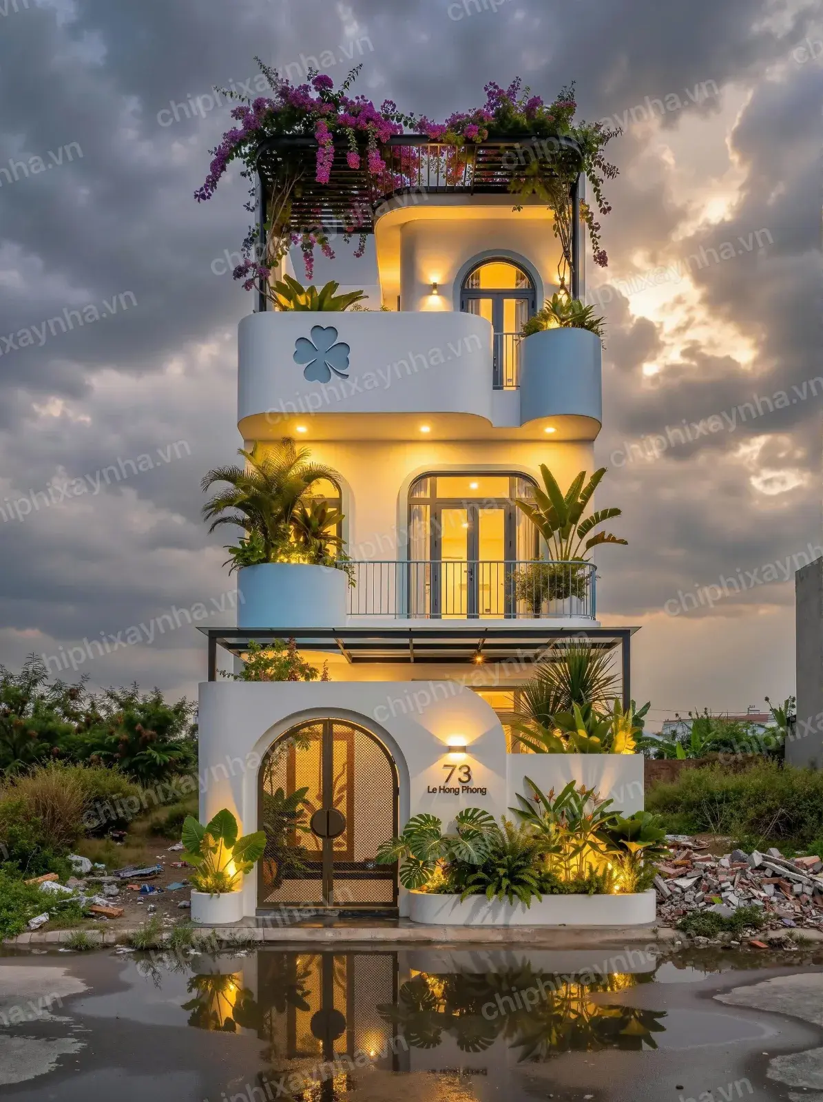 Nhà 1 trệt 1 lầu 1 tum 5.4x17m
